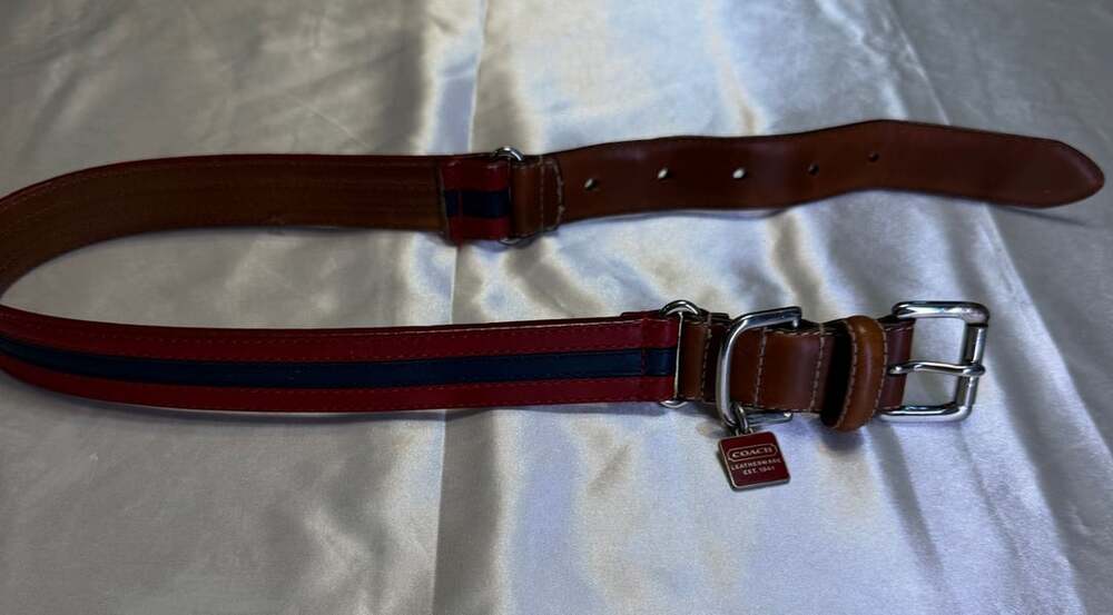 Coach Red Leather Dog Collar Size XL